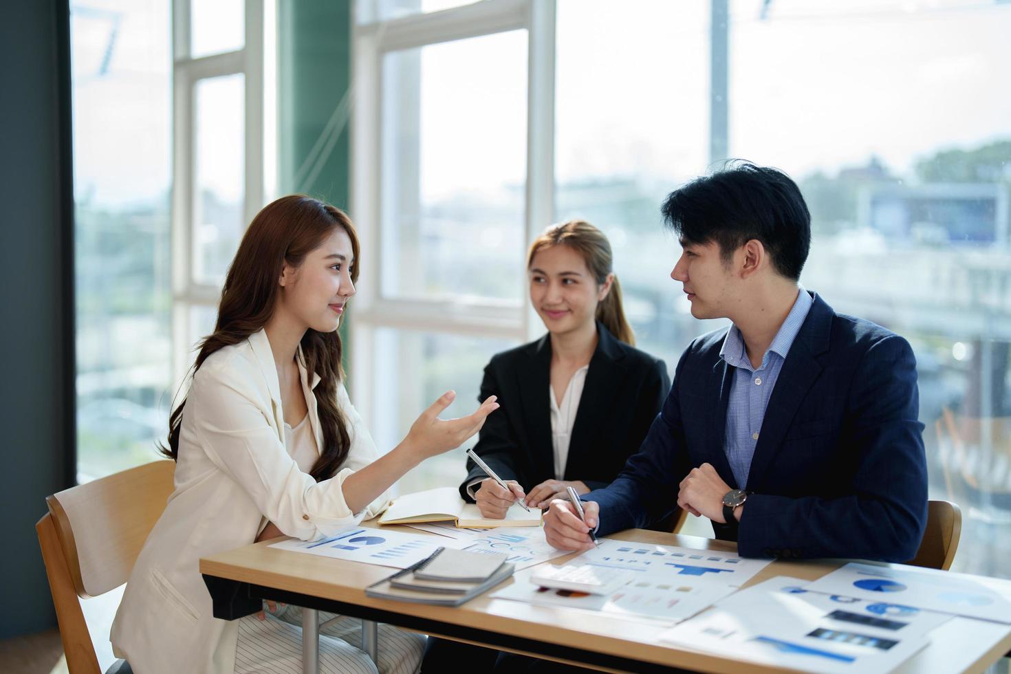 Business People Planning Strategy Analysis from financial document report, Office Concept photo