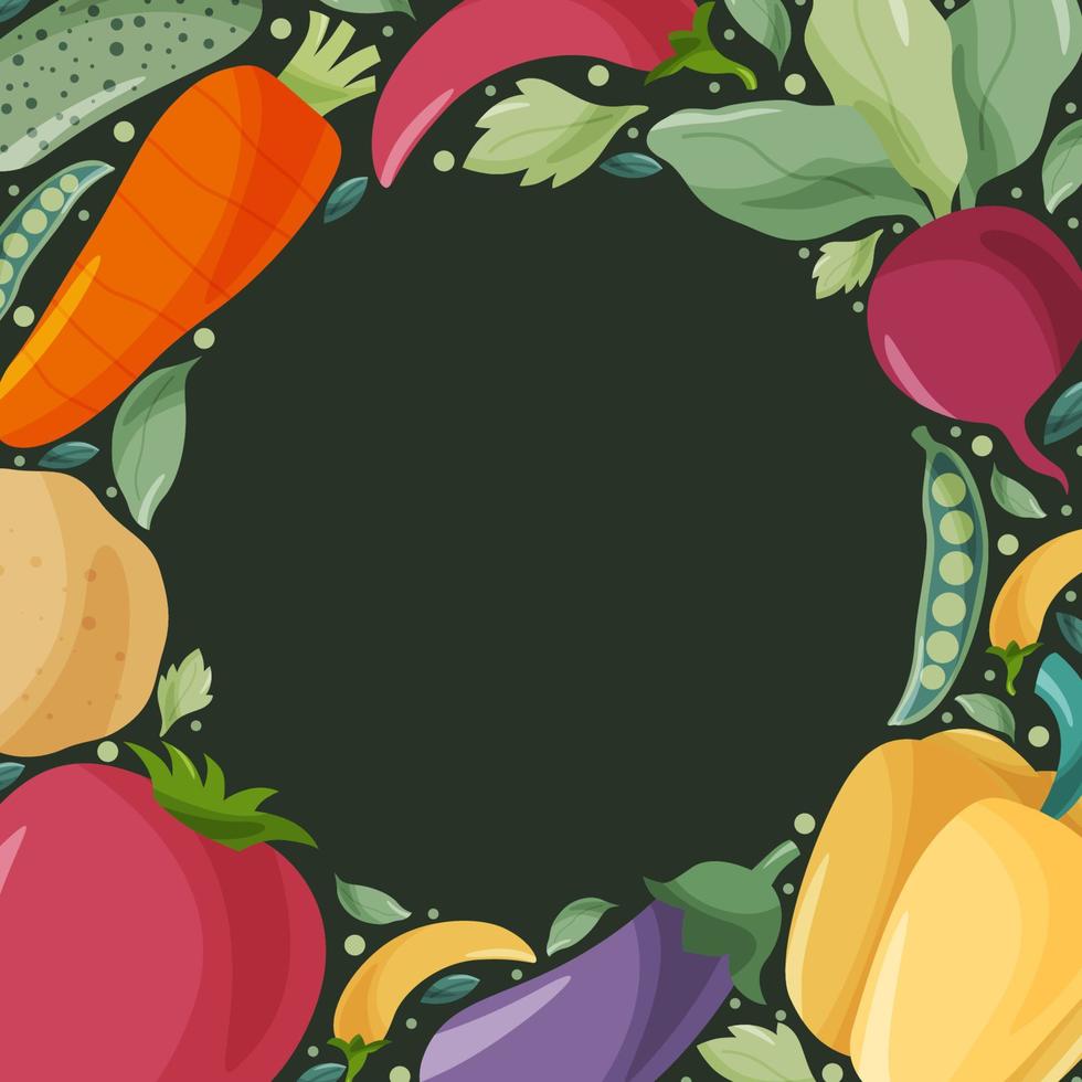 Fresh Vegetables Organic Food Hand Drawn Background vector