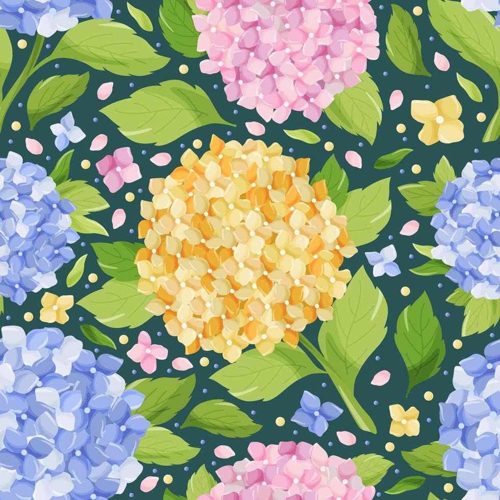 Hydrangeas Beauty Colorful Flower Seamless Pattern vector