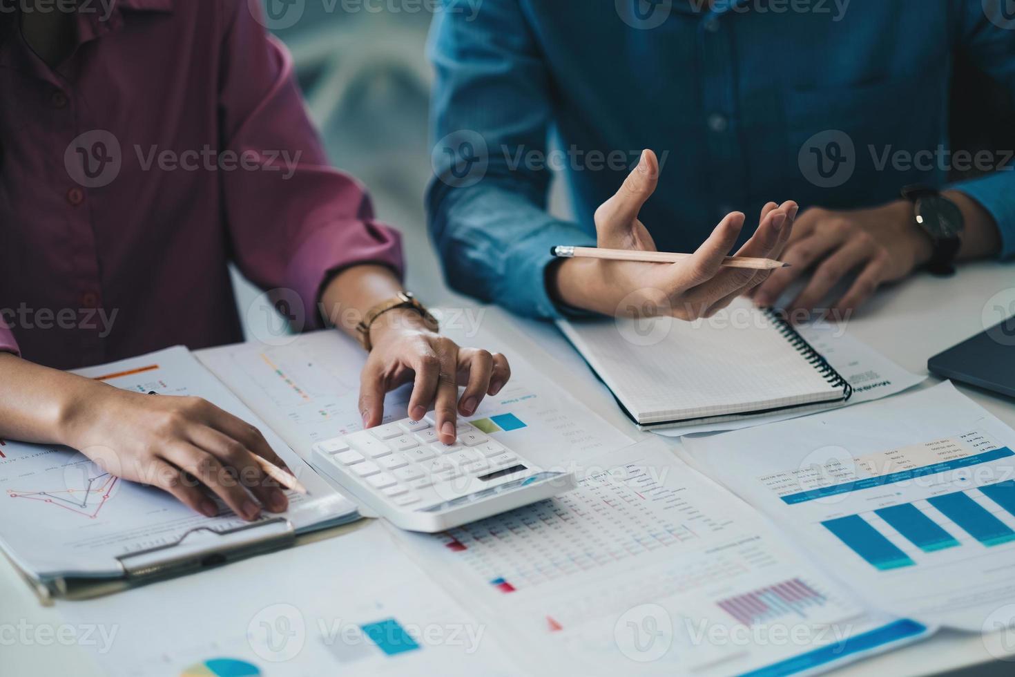 Meeting business team advisor  about charts, financial graphs showing results are analyzing and calculating planning strategies, business success building processes photo