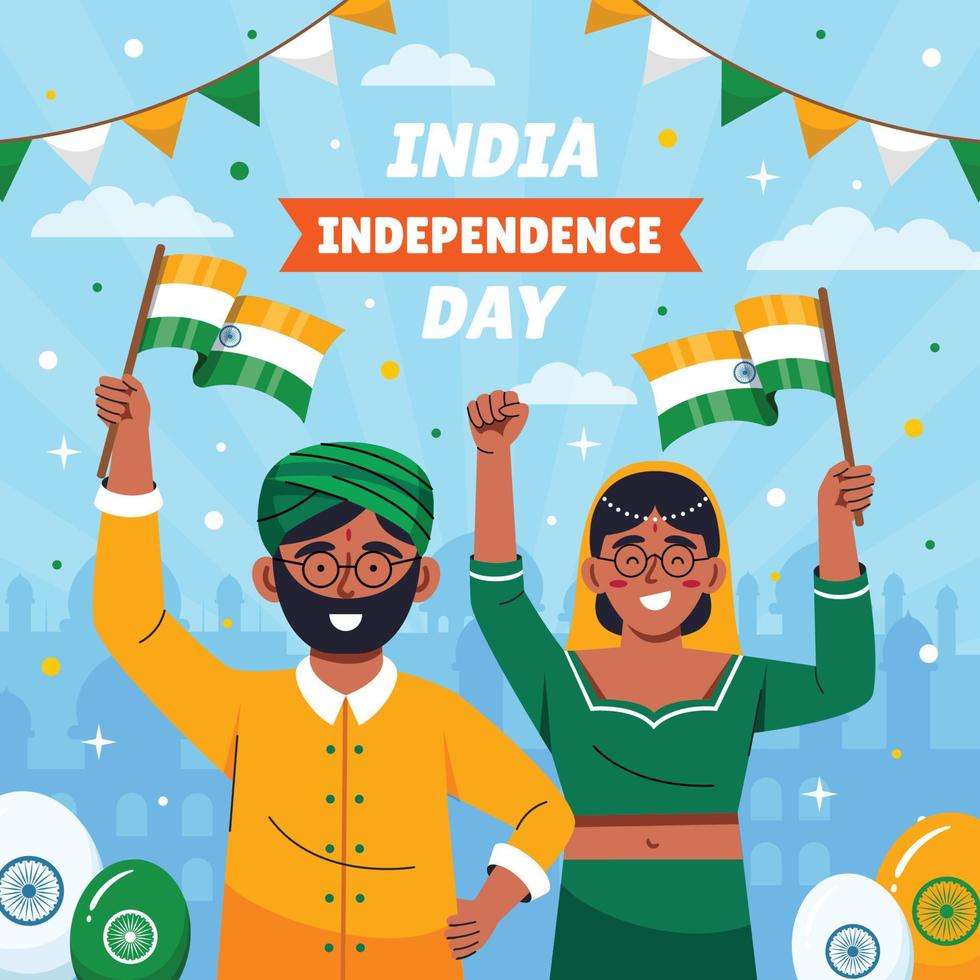 India Idependence Day Celebration Cartoon Concept 8571956 Vector Art at  Vecteezy