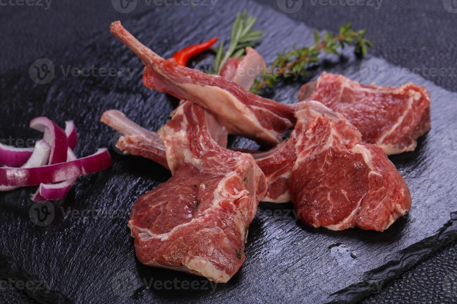 Raw rack of lamb photo