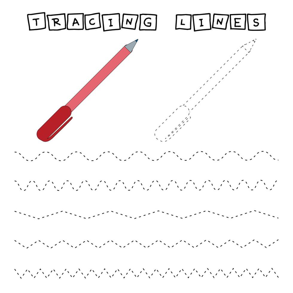 Developing an activity for children, the tracing  the lines of pen. Logic game for children. vector