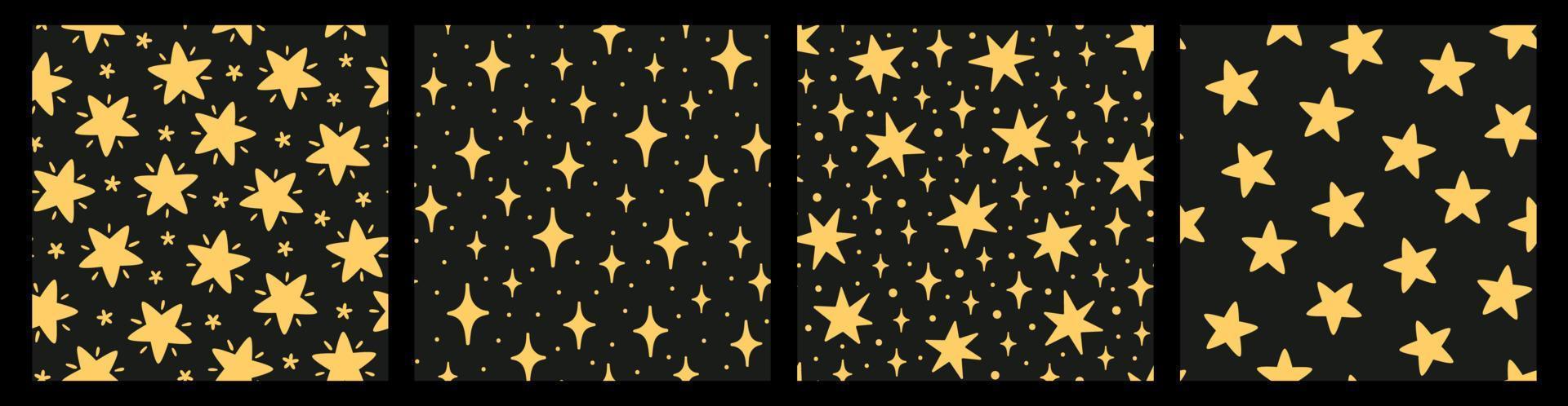 Trendy vector seamless patterns with doodle stars
