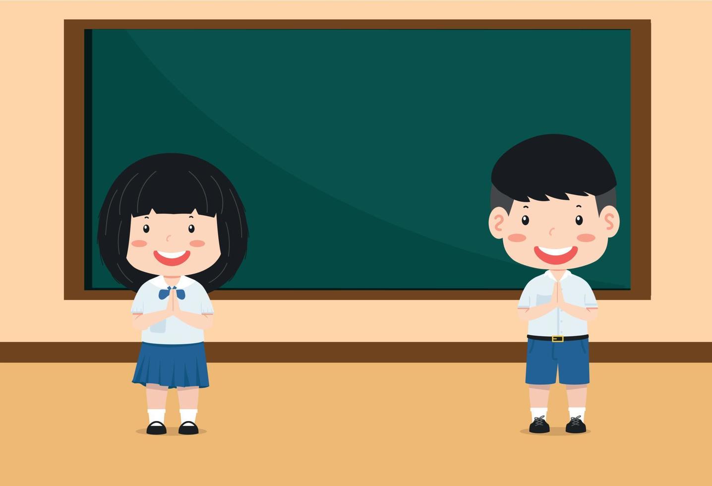 Cute students greeting in class vector