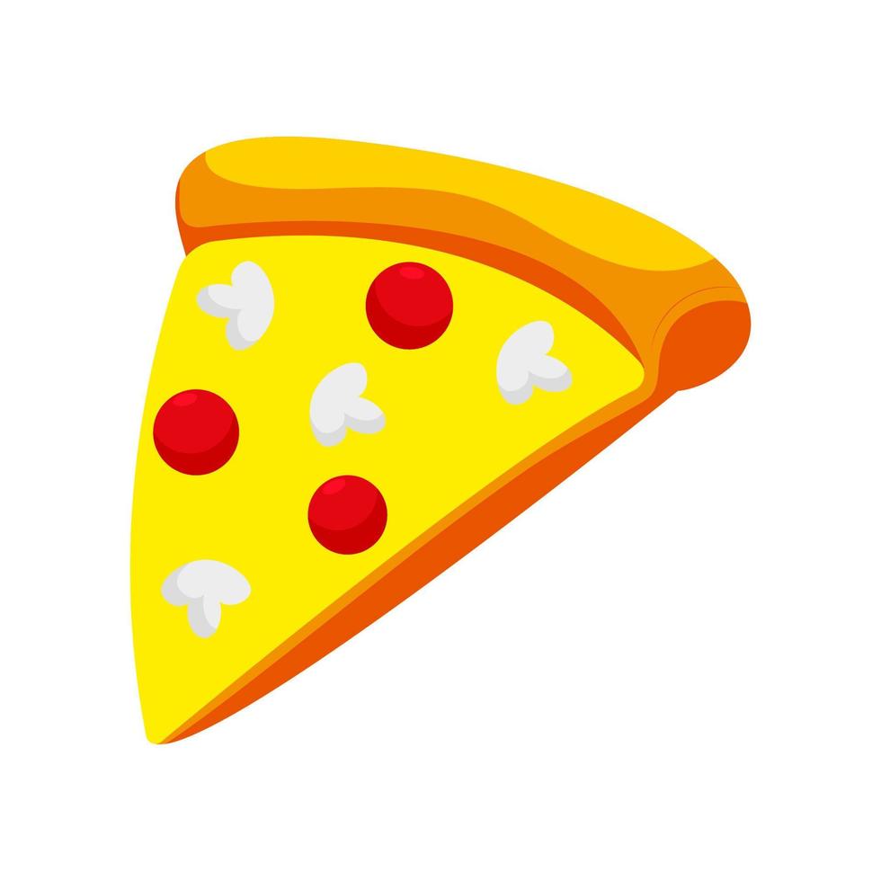 Cartoon slice of pizza. Vector food illustration isolated on white background