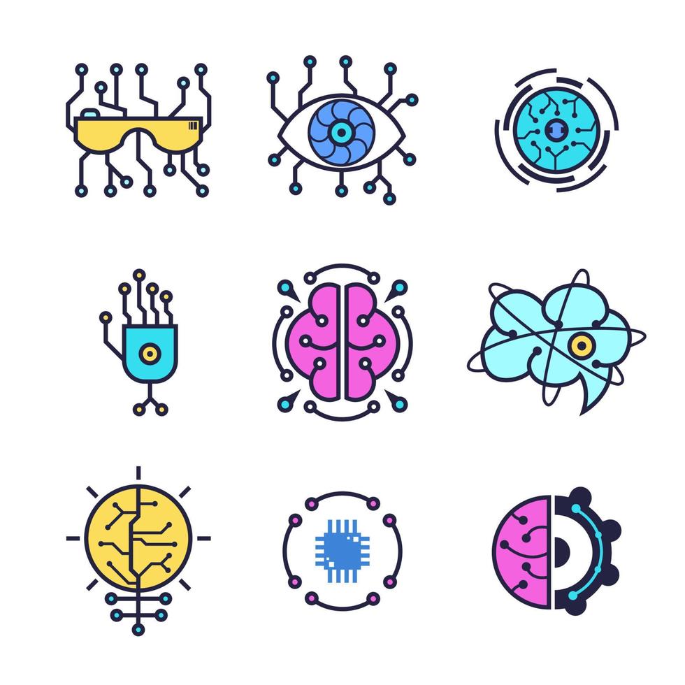 Artificial Intelligence As the Future Technology Icon Set vector