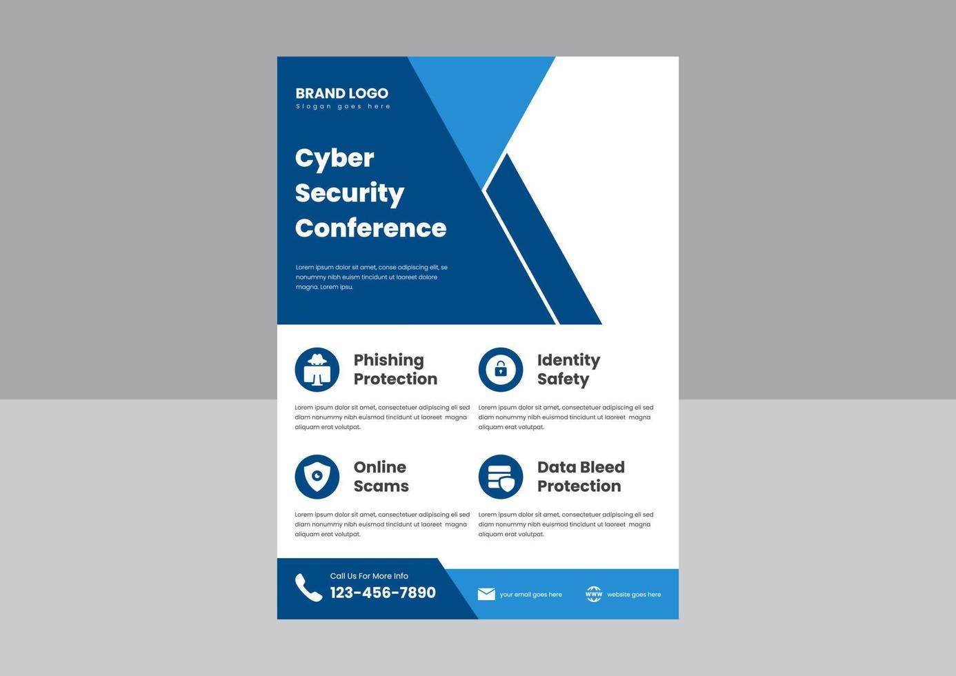 cyber security flyer poster template. cyber security protection service flyer design. data protection service poster flyer. vector