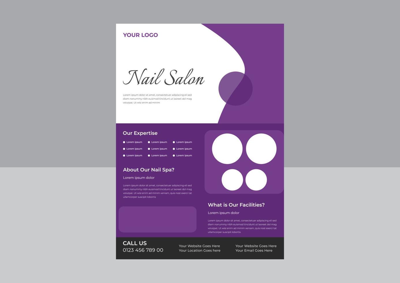 Nail Spa service flyer design template, Spa and Salon Flyer Template, Beauty spa hair salon print ready flyer template design. leaflet, a4 size, flyer, vector