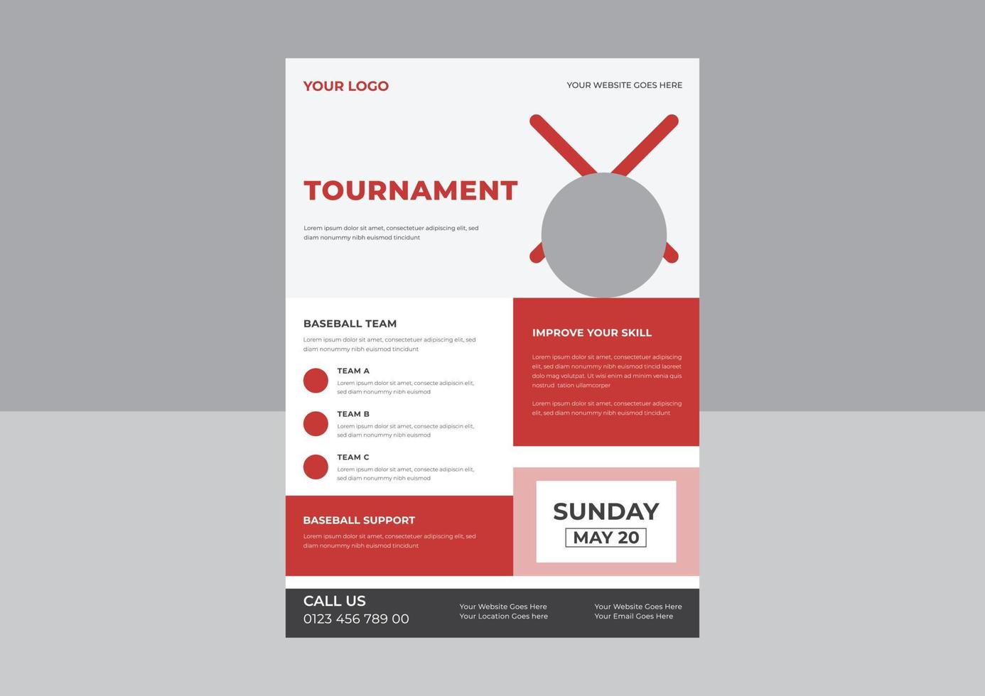 Baseball flyer vector, design for sport promotion, Modern Tournament. Sport Game Event Announcement. Flyer, Banner Advertising. vector
