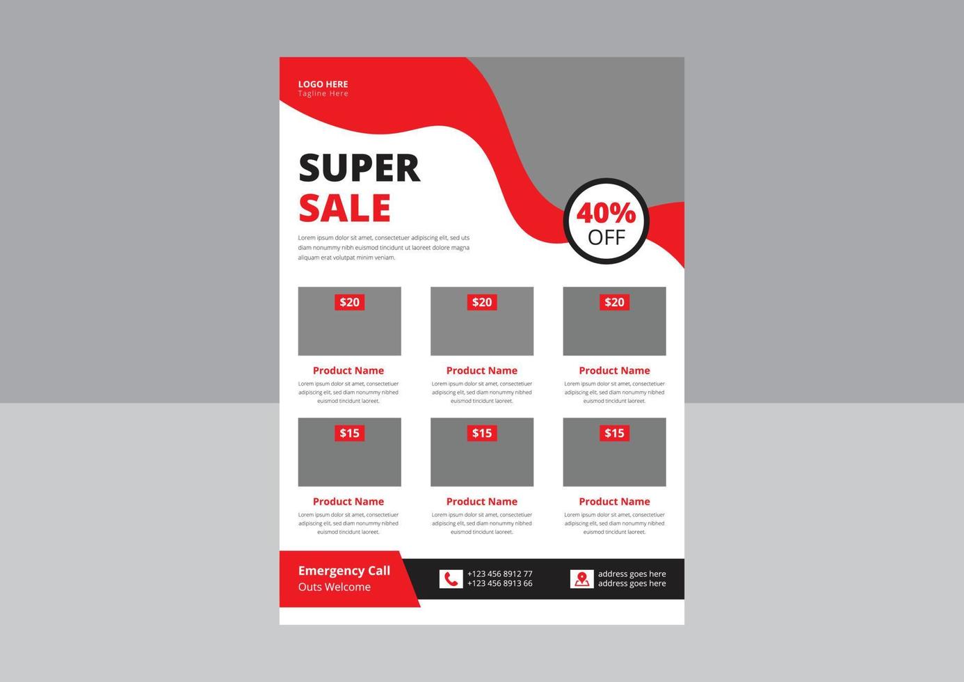 Super Shop Flyer Design. Super Sale flyer poster leaflet template. Supermarket Sale flyer design. Cover, a4 size, Flyer Design. vector