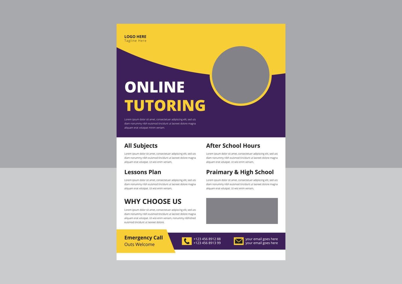 Tutoring service promotion flyer design. Online tutoring service poster leaflet template. cover, flyer design, a4 size design. vector