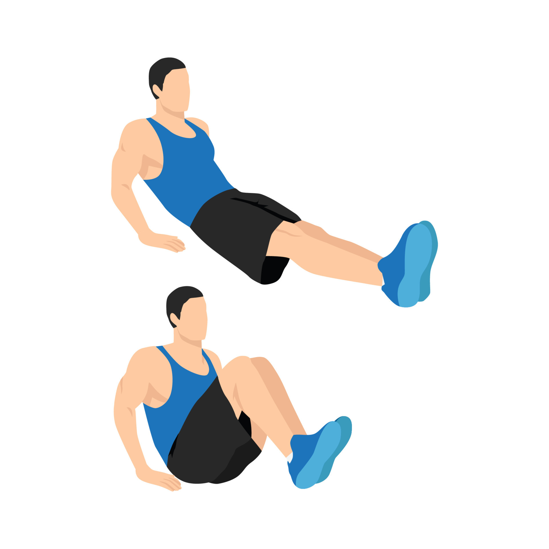 hombre haciendo ejercicio de rodillo abdominal vista lateral. ilustración  vectorial aislada en el fondo 8424325 Vector en Vecteezy