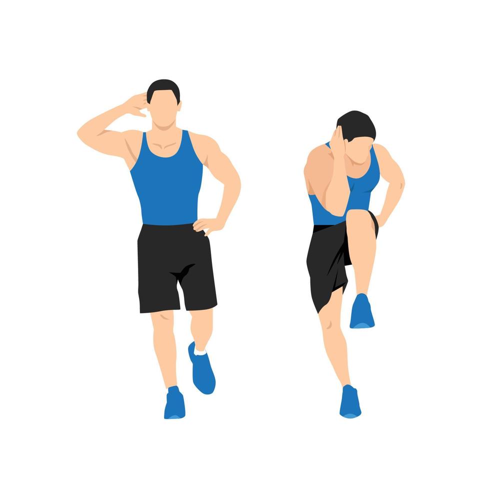 Man doing sit ups exercise. Abdominals exercise flat vector