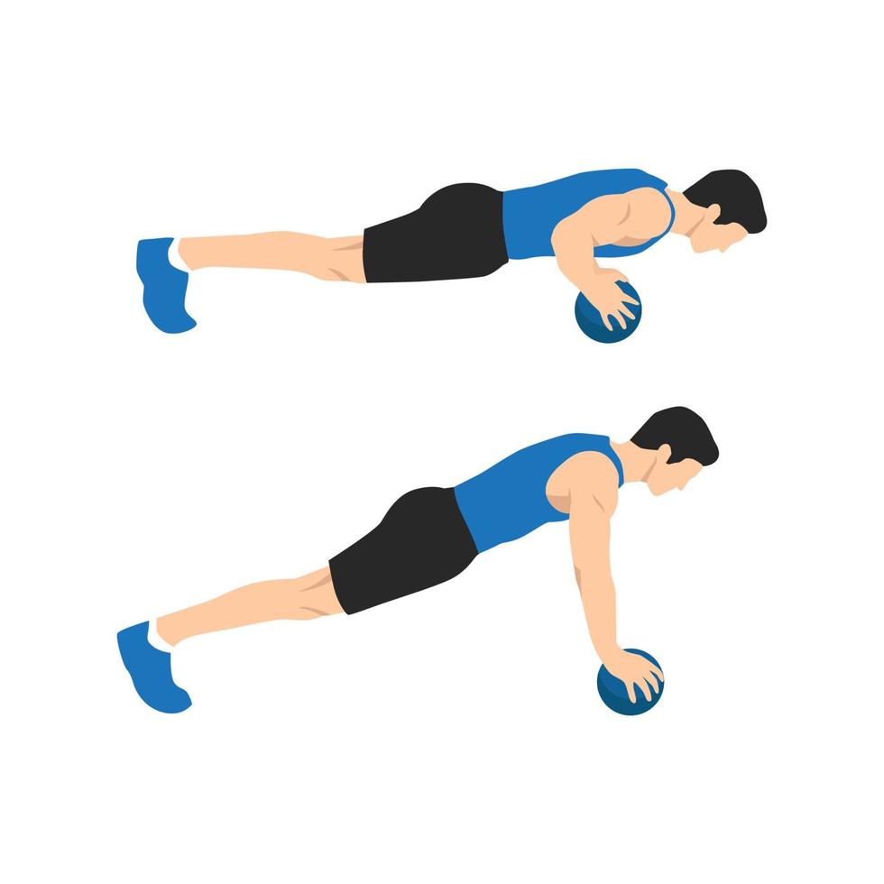 Medicine ball push ups exercise. Flat vector illustration isolated on white background. Chest exercise 8572998 Vector Art at Vecteezy