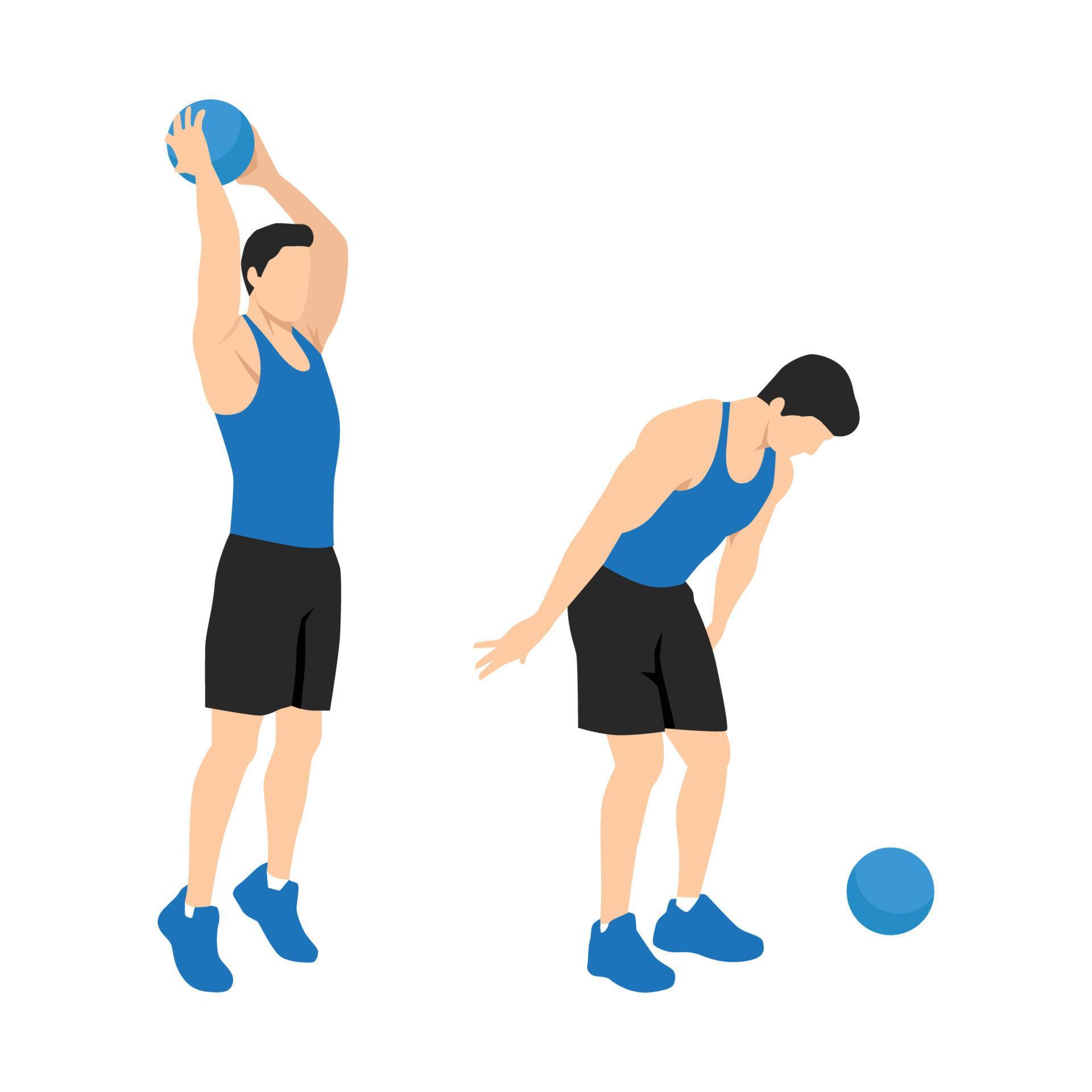 Man doing Medicine ball slams exercise. Flat vector illustration 8573046 Vector Art at Vecteezy