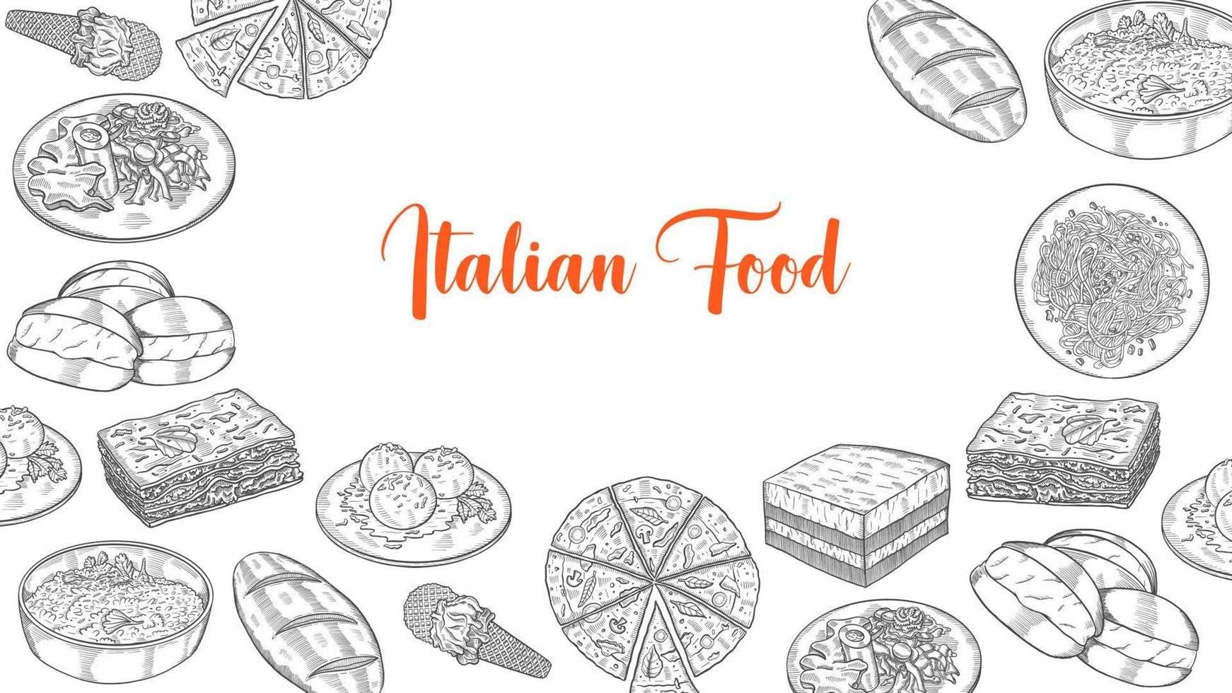 italy or italian set collection with hand drawn sketch for background banner template poster vector