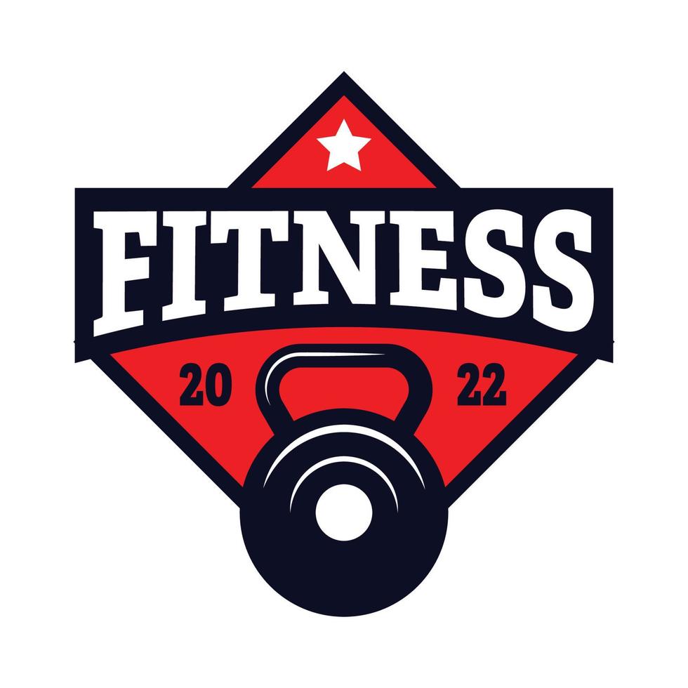 diseño gráfico vectorial de fitness con estilo de emblema. adecuado para logotipos deportivos, carreras, competiciones, campeonatos, diseños de camisetas, pegatinas, etc. vector