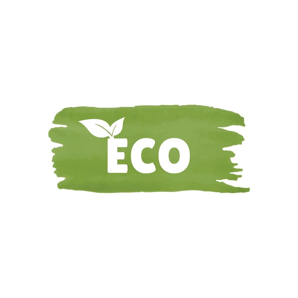 etiqueta ecológica, logotipo con fondo de acuarela. concepto de producto orgánico y natural. vector
