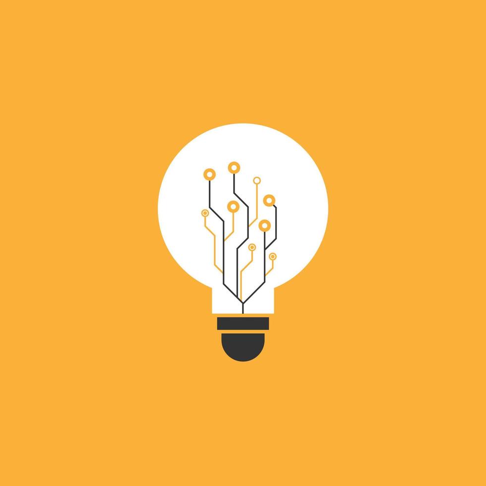Logo, light bulb icon with electrons, filaments, for businesses related to electricity, electronics, computers and data, high technology and innovation. vector