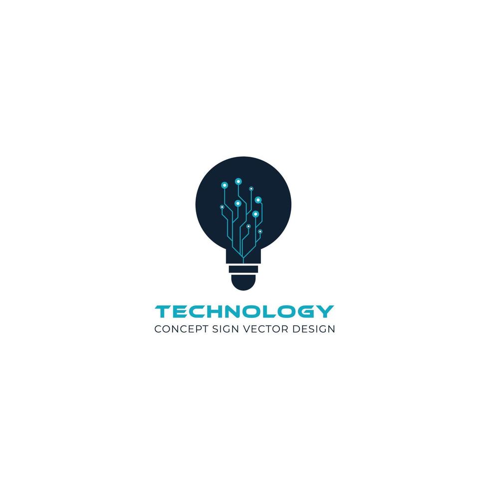 un logo para electrónica, tecnología, negocios relacionados con computadoras y datos, alta tecnología e innovación. logotipo en forma de bombilla. vector