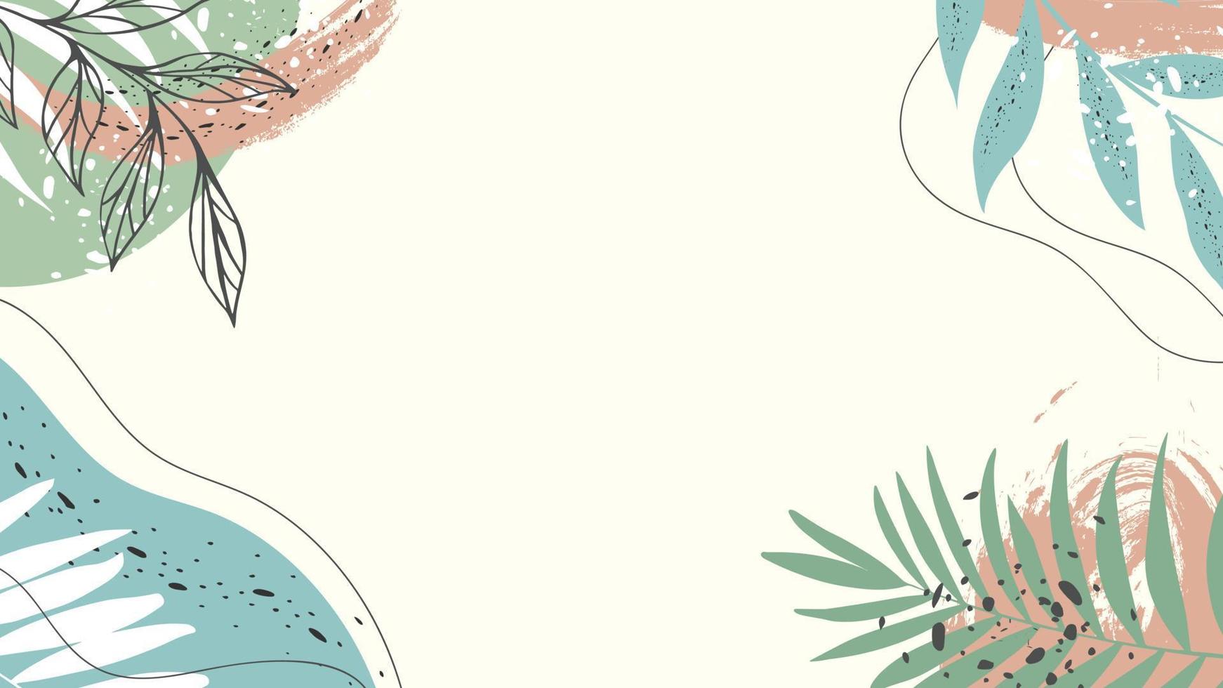 Trendy abstract art background with floral and geometric elements on beige background. Vector fashionable abstraction