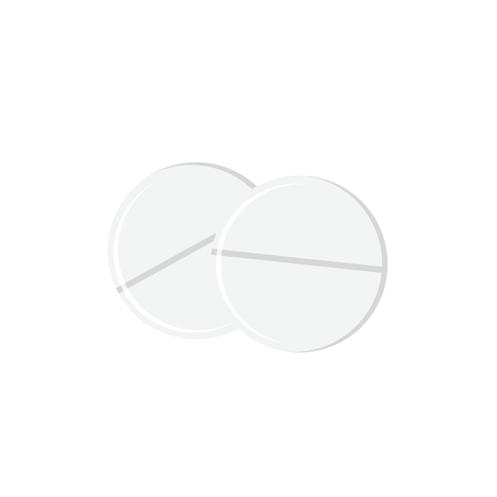Vector illustration of medicinal round tablets with shadows, in a flat style, isolated on a white background.