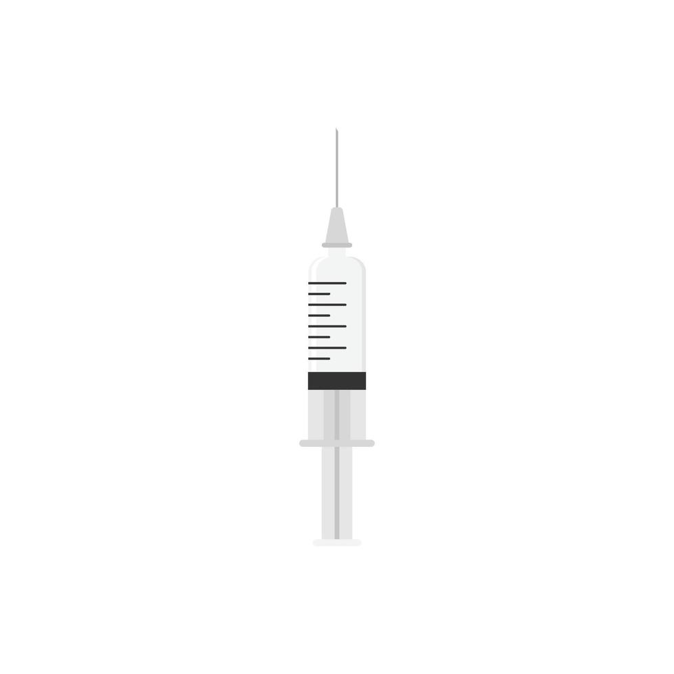 Injection syringe icon. Medical tool icon on white insulated background. Vector cartoon illustration.