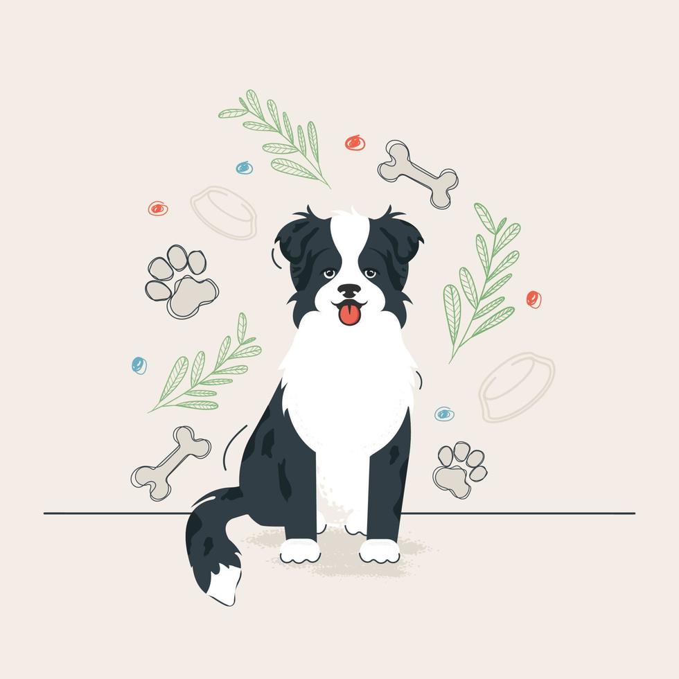 feliz cachorro de dibujos animados sentado, retrato de un lindo perro australiano. perro pastor australiano. ilustración vectorial vector