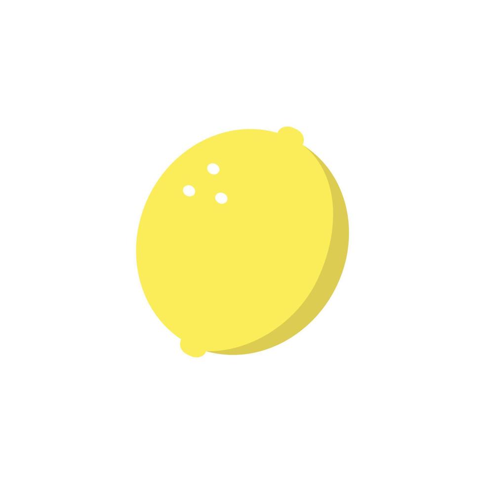 Image of a simple lemon in a flat cartoon style on a white isolated background. Vector illustration