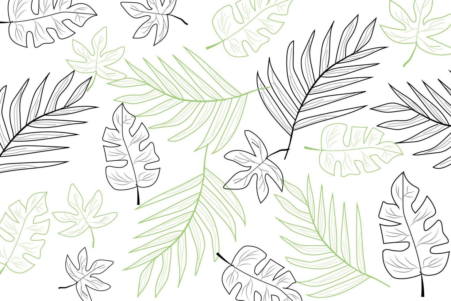 leaf hand-drawn simple abstract seamless pattern background vector