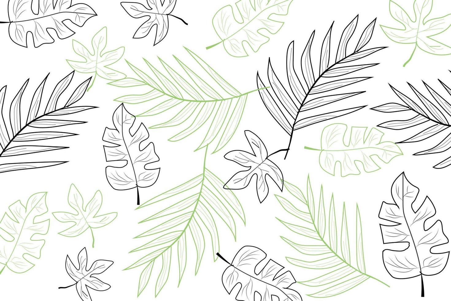 leaf hand-drawn simple abstract seamless pattern background vector