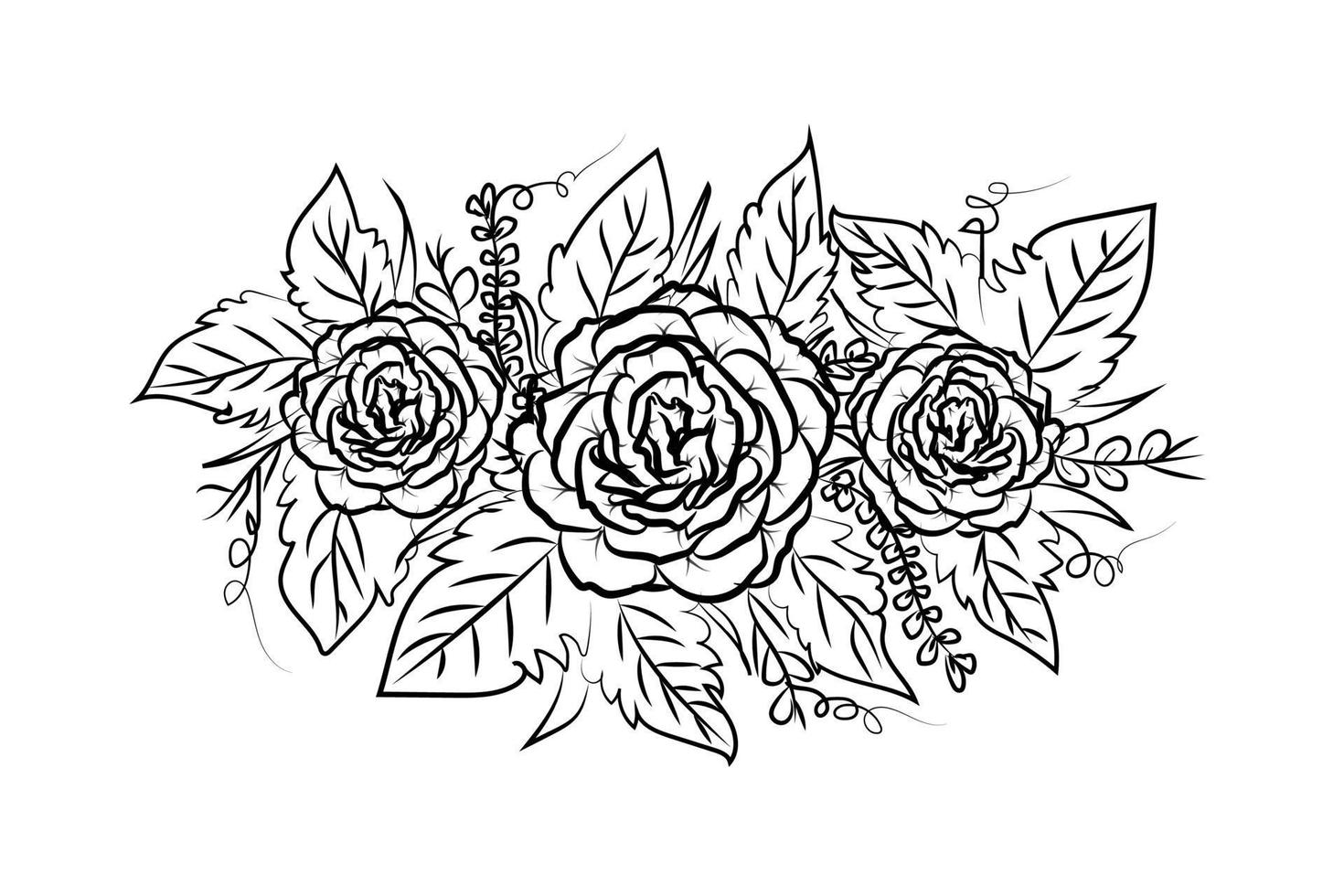 rose flower line art simple floral ornament art vector