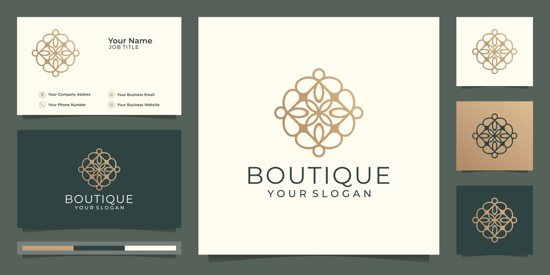 Simple and elegant floral monogram template,Boutique gold logo design and business card vector illustration Premium Vector.premium Vector