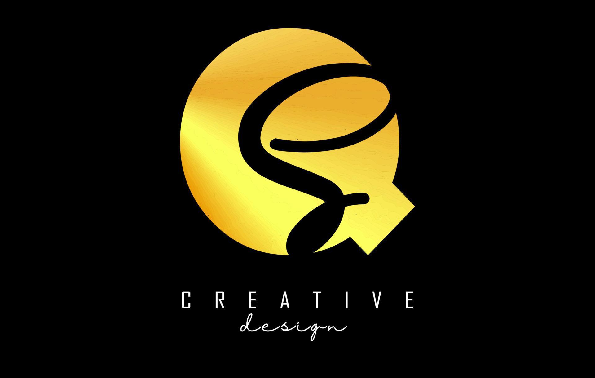 Golden Letters QS Logo with a minimalist design. Letters Q and S with geometric and handwritten