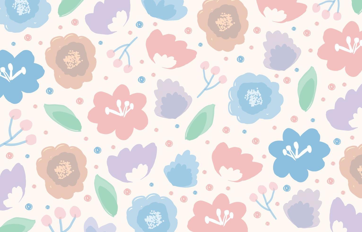 fondo pastel de flores dibujadas a mano vector