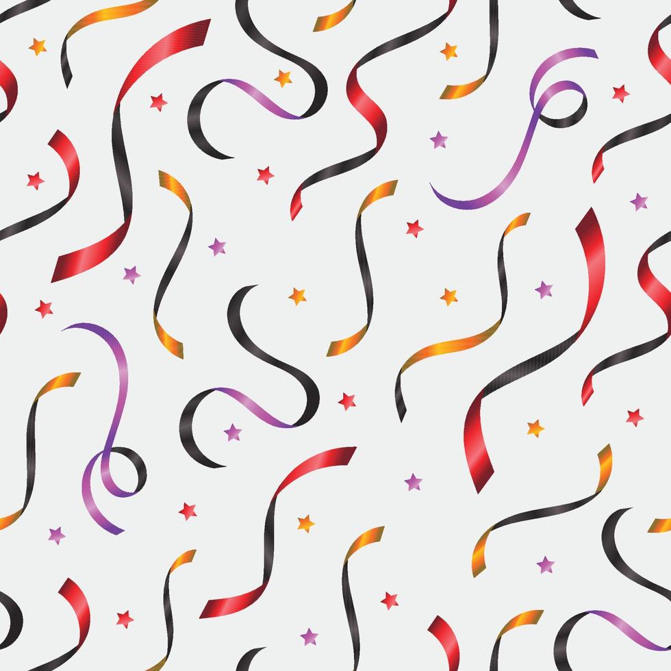Ribbon and Confetti Seamless Pattern Background vector