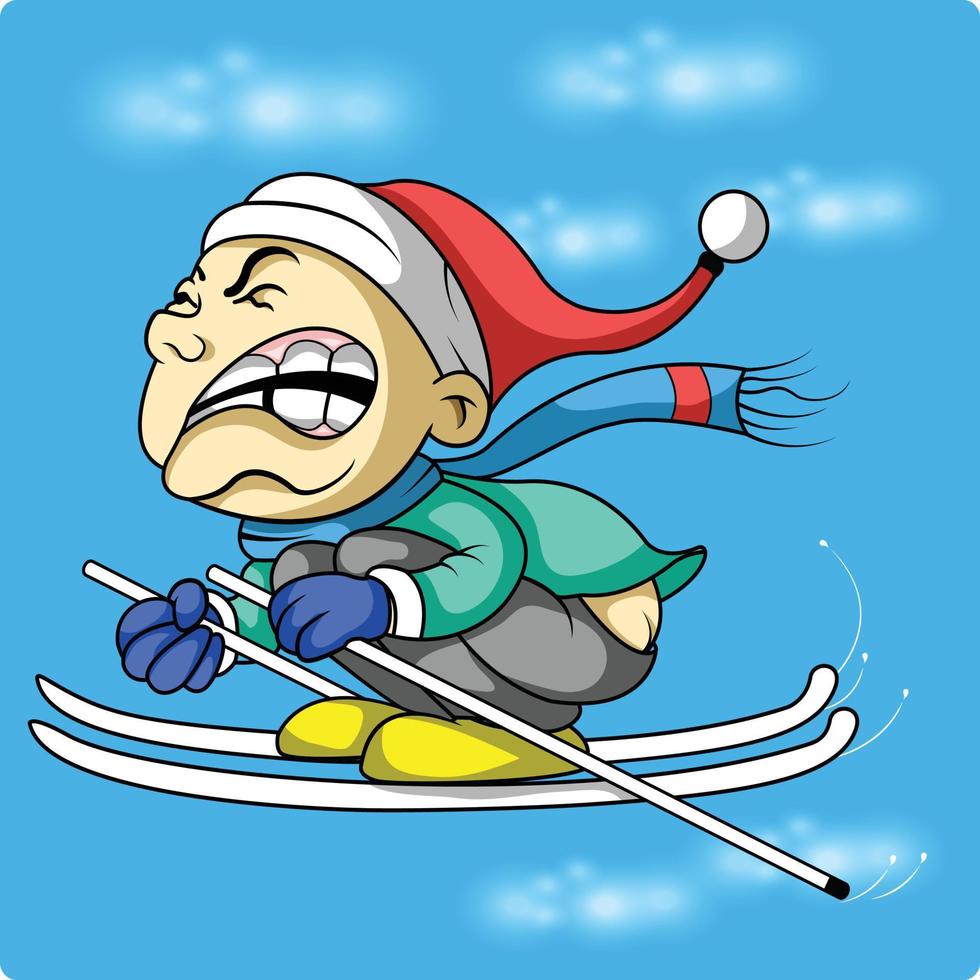 a cute guy skiing vector