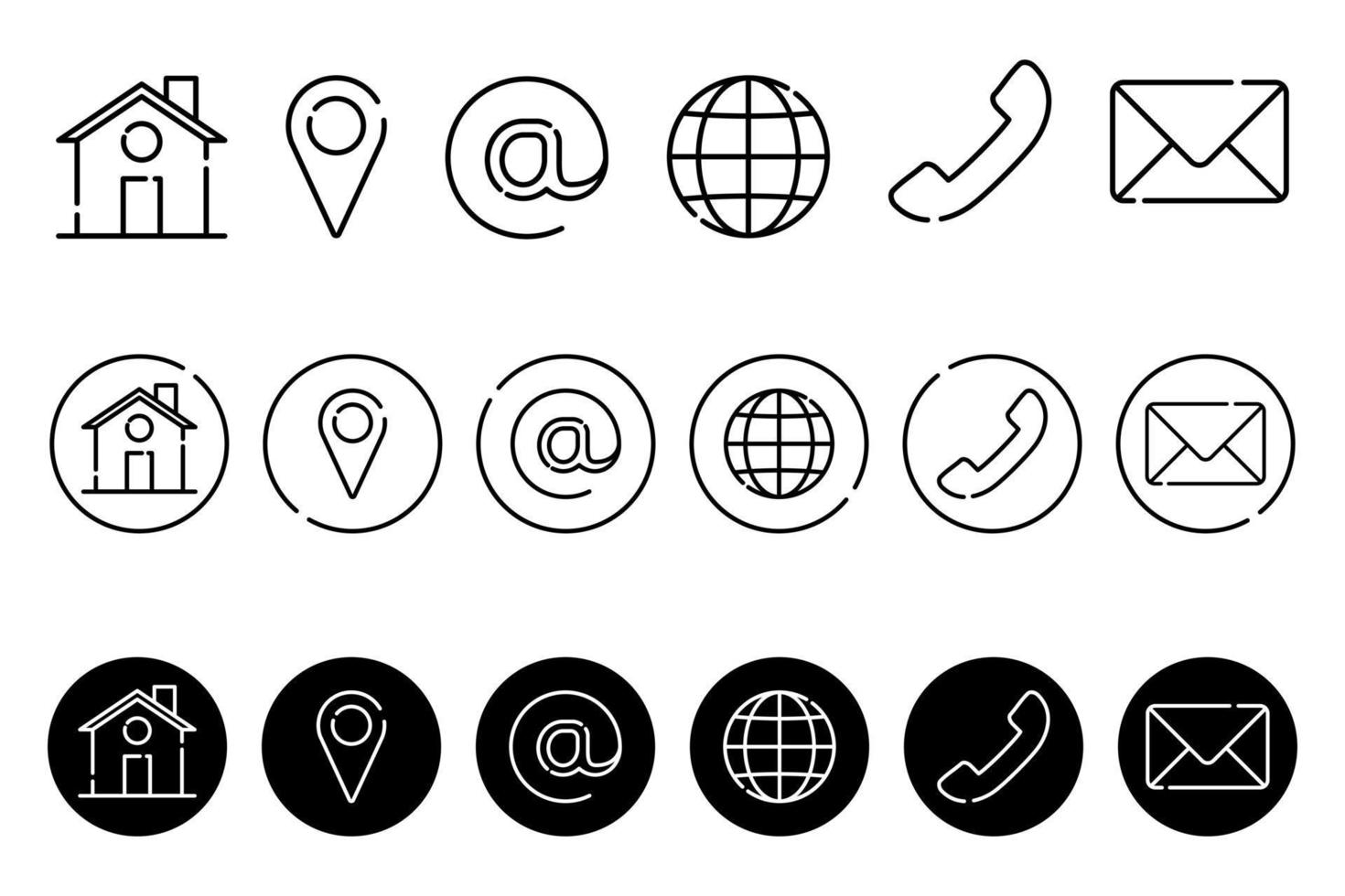 Contact icon set for web and mobile. Button Communication set. Outline style vector illustration