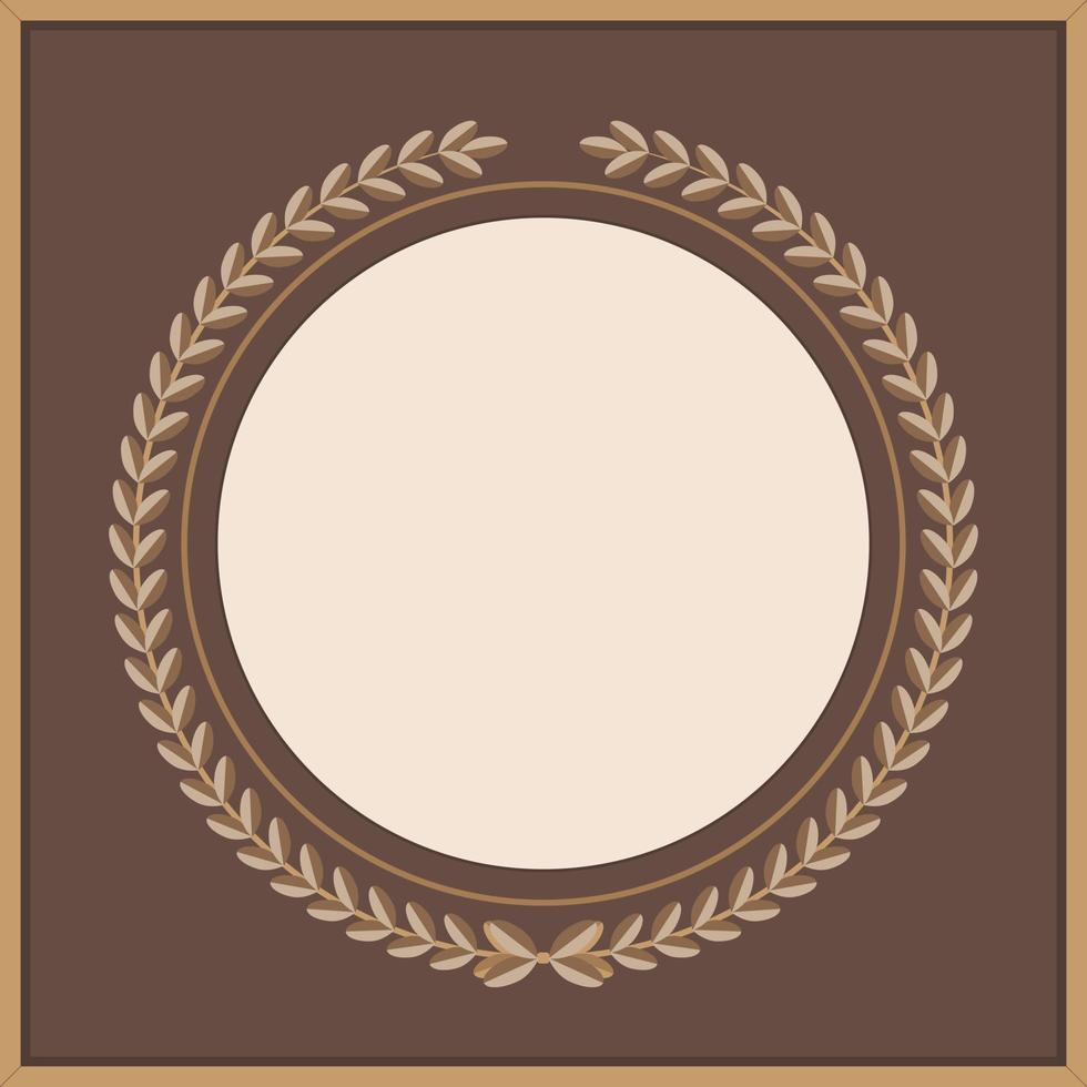 Classic round with leaves ornate frame. Flat vector illustration