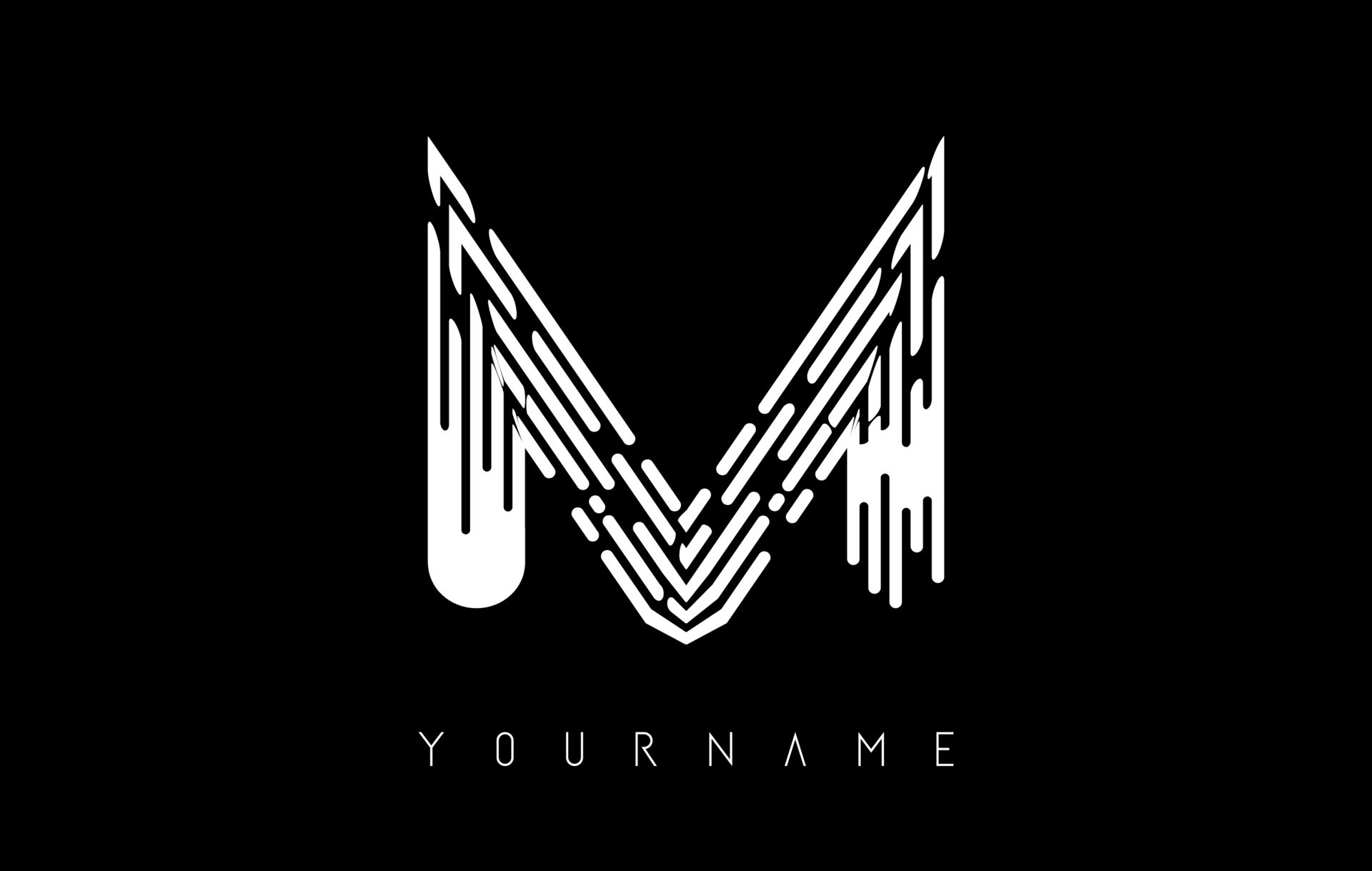 White M letter logo concept. Creative minimal monochrome monogram with