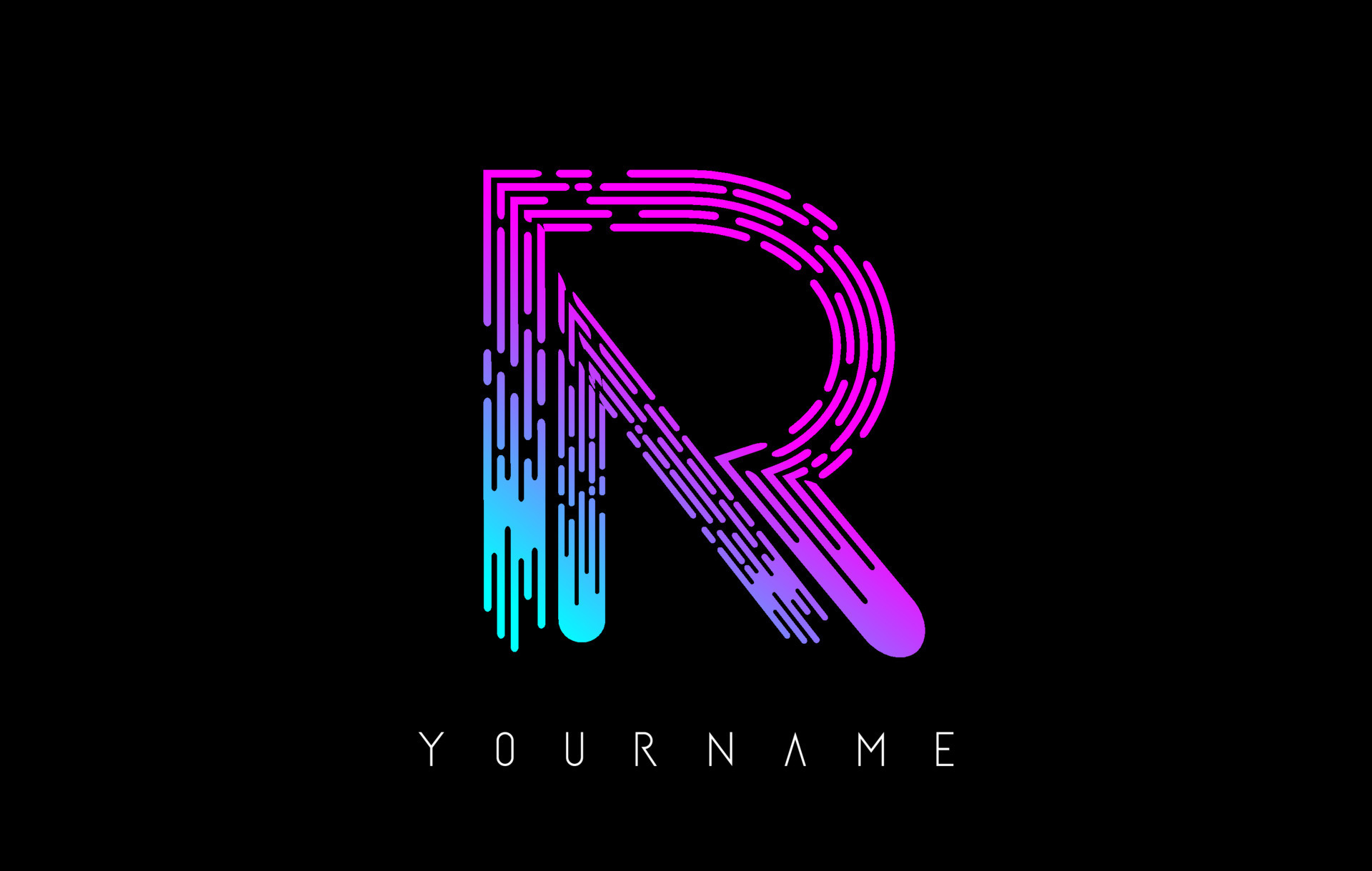 Vibrant pink and blue R letter logo concept. Creative minimal ...