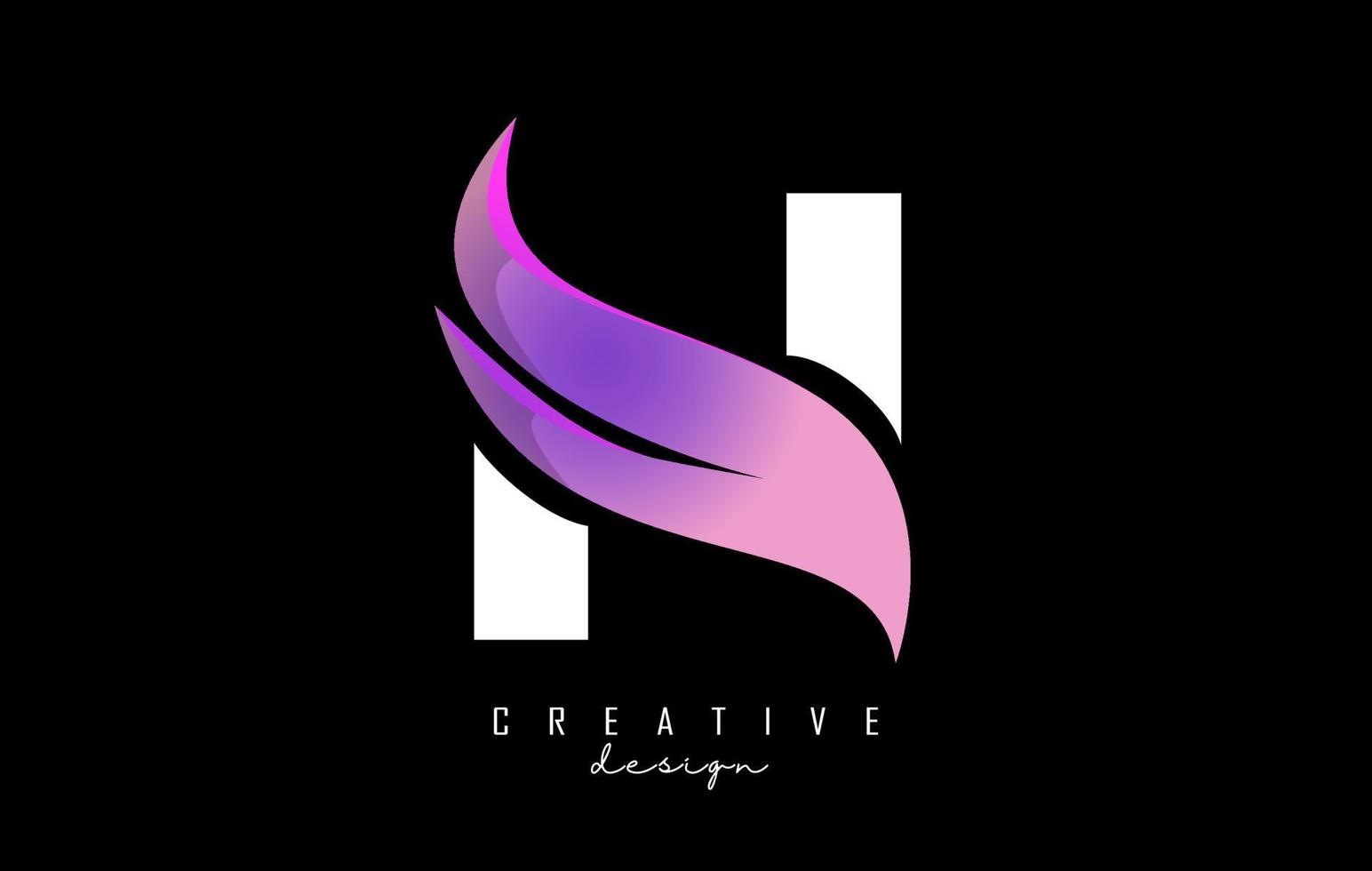 Vector illustration of abstract white letter N with pink leaf design.
