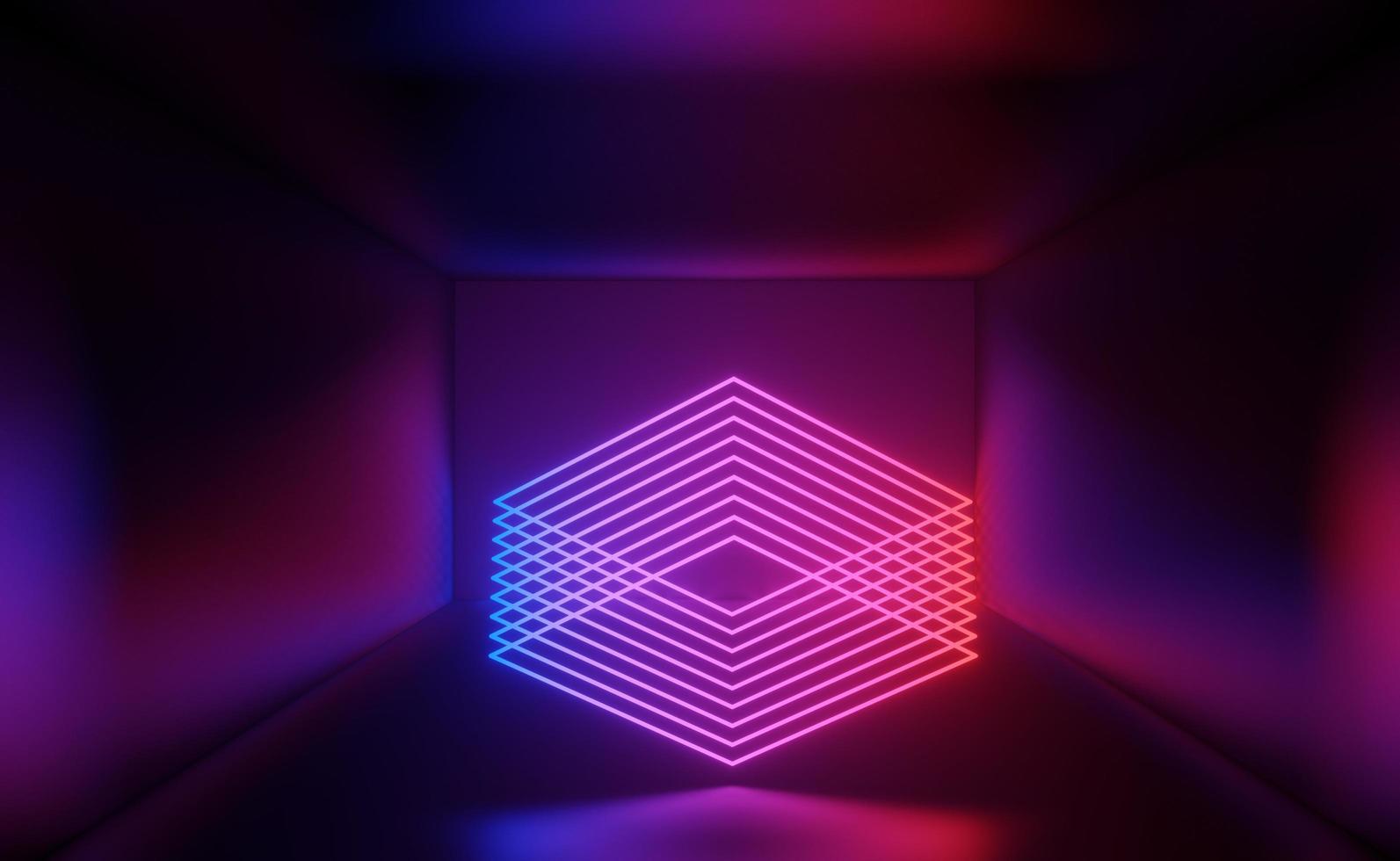 3d render of RGB neon light on darkness background. Abstract Laser lines show at night. Ultraviolet spectrum beam scene photo