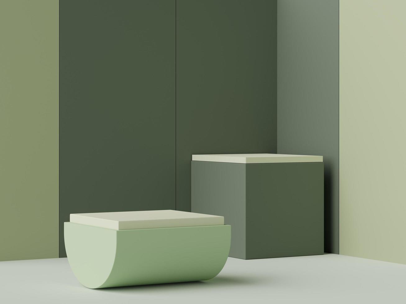 3d rendering of minimal scene of white blank podium with earth tones color theme. Display stand for product presentation mock up and cosmetic advertising. photo