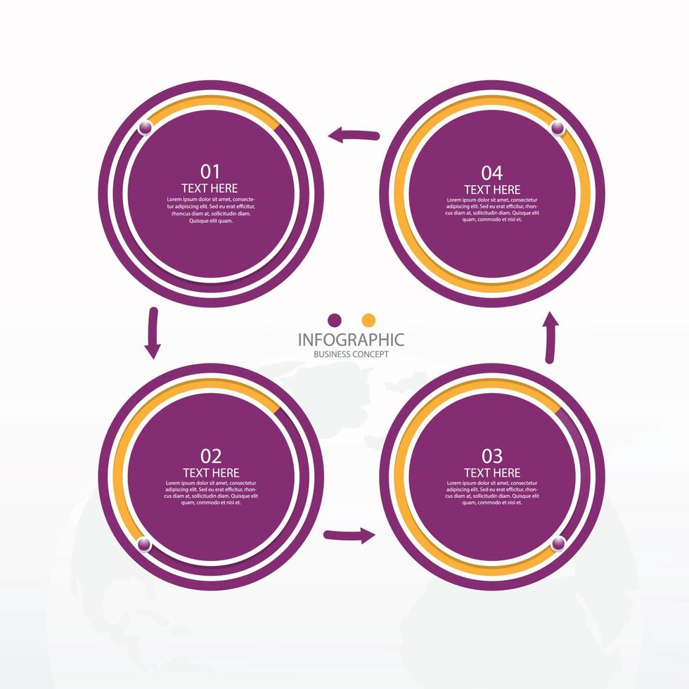 Basic circle infographic template with 4 steps, process or options, process chart, Used for process diagram, presentations, workflow layout, flow chart, infograph. Vector eps10 illustration.