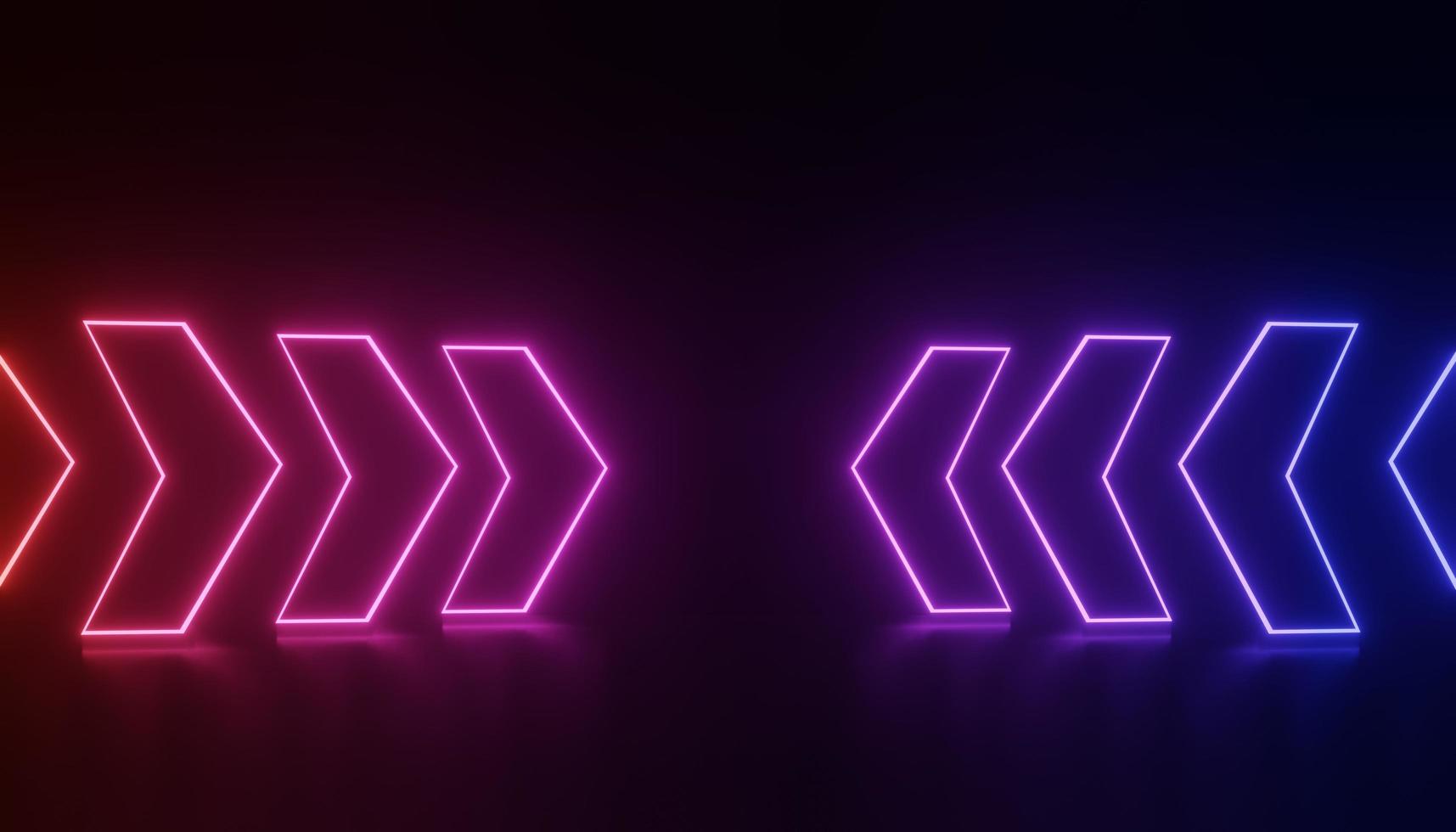 3d render of RGB neon light on darkness background. Abstract Laser lines show at night. Ultraviolet spectrum beam scene photo