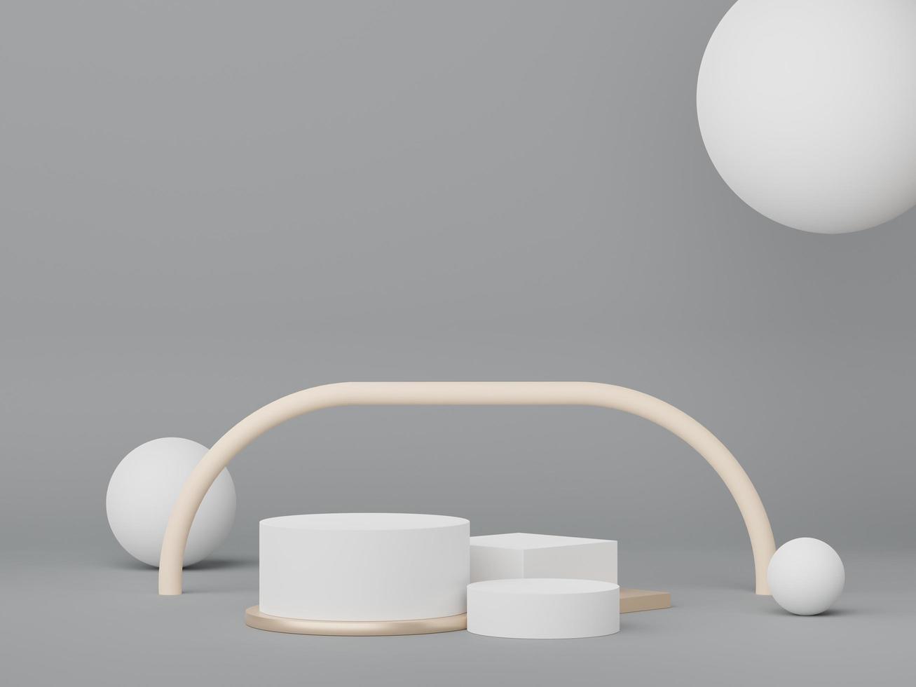 Podium for product placement with Retro modern and contemporary design. 3d rendering minimal scene for mock up and showing brand. Pedestal platform for cosmetic advertise. Various of arch simple. photo