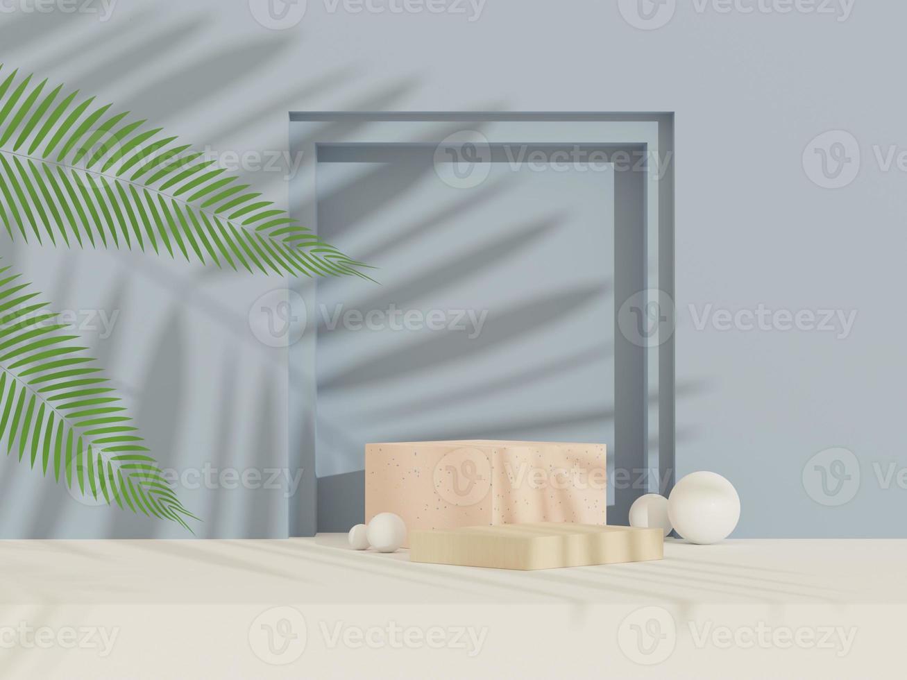 3d abstract background Terrazzo podium for product presentation and brand advertising with shadow of leave. Empty scene for mock up. photo