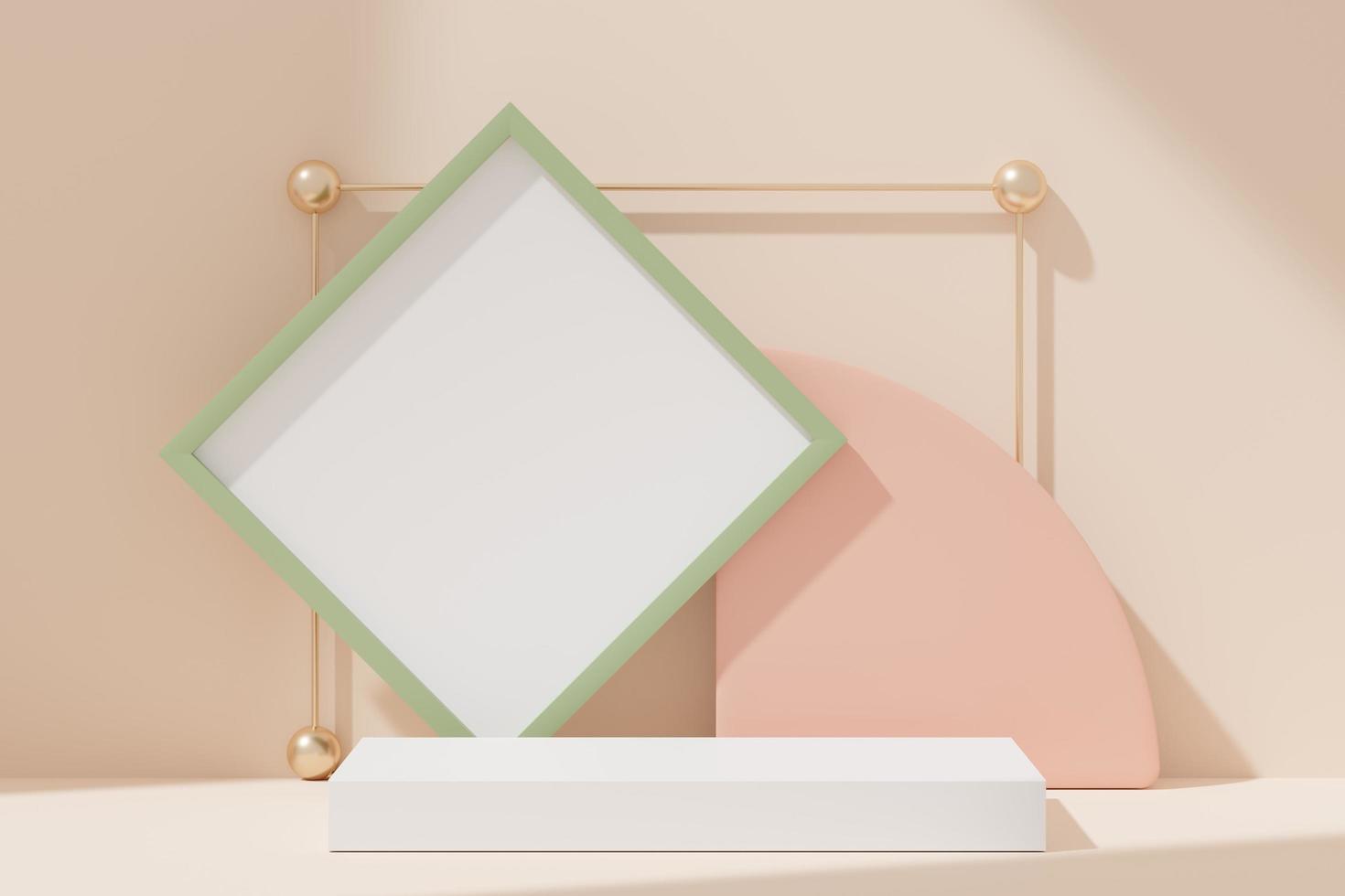 3d illustration luxury premium pedestal product display with abstract geometric shapes. Minimal scene for present product promotion and beauty cosmetics. photo